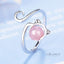 925 Sterling Silver and Pink Agate Kitten Ring