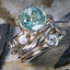 Multilayered silver-plated ring with turquoise vintage crystal