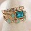 Vintage Elegant Blue Crystal Ring Set