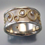 Vintage Intarsia Zirconia Hollow Silver & Gold Ring